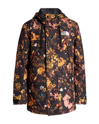 schwarzer Parka mit Blumenmuster