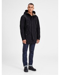 schwarzer Parka mit einem Schwalbenschwanz von Jack & Jones