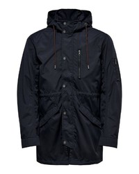 schwarzer Parka mit einem Schwalbenschwanz von ONLY & SONS