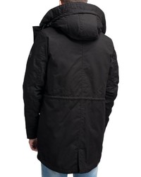 schwarzer Parka mit einem Schwalbenschwanz von Ragwear