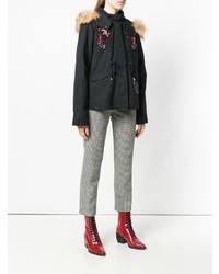 schwarzer Parka mit Paisley-Muster von Pinko