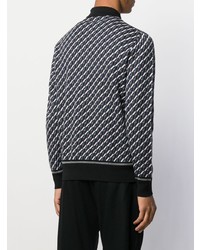 schwarzer Polo Pullover mit geometrischem Muster von Prada