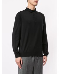 schwarzer Polo Pullover von John Smedley