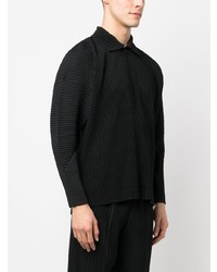 schwarzer Polo Pullover von Homme Plissé Issey Miyake