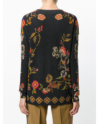 schwarzer Pullover mit Blumenmuster von Etro