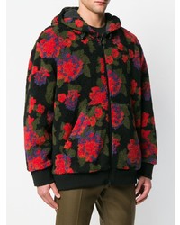 schwarzer Pullover mit einem Kapuze mit Blumenmuster von MSGM