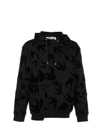 schwarzer Pullover mit einem Kapuze mit geometrischem Muster von McQ Alexander McQueen