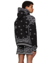 schwarzer Pullover mit einem Kapuze mit Paisley-Muster von Amiri