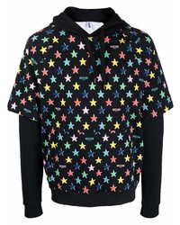 schwarzer Pullover mit einem Kapuze mit Sternenmuster von Moschino