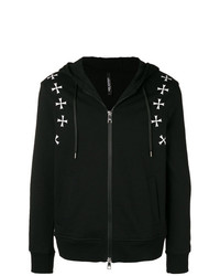 schwarzer Pullover mit einem Kapuze mit Sternenmuster von Neil Barrett
