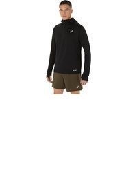 schwarzer Pullover mit einem Kapuze von Asics