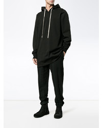 schwarzer Pullover mit einem Kapuze von Rick Owens