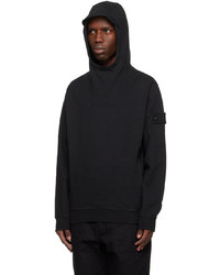 schwarzer Pullover mit einem Kapuze von Stone Island