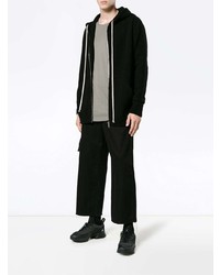 schwarzer Pullover mit einem Kapuze von Rick Owens