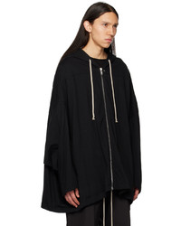 schwarzer Pullover mit einem Kapuze von Rick Owens