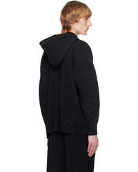 schwarzer Pullover mit einem Kapuze von Homme Plissé Issey Miyake