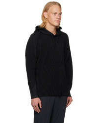 schwarzer Pullover mit einem Kapuze von Homme Plissé Issey Miyake