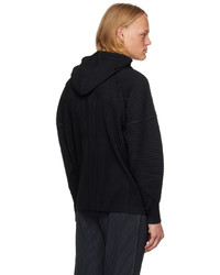 schwarzer Pullover mit einem Kapuze von Homme Plissé Issey Miyake