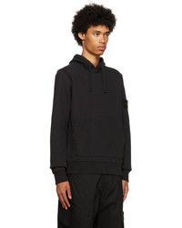 schwarzer Pullover mit einem Kapuze von Stone Island