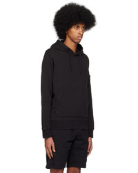 schwarzer Pullover mit einem Kapuze von Stone Island