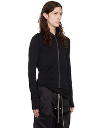 schwarzer Pullover mit einem Kapuze von Rick Owens