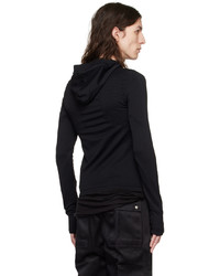 schwarzer Pullover mit einem Kapuze von Rick Owens