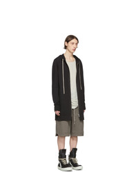 schwarzer Pullover mit einem Kapuze von Rick Owens