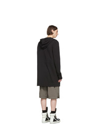 schwarzer Pullover mit einem Kapuze von Rick Owens