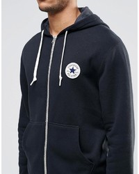 schwarzer Pullover mit einem Kapuze von Converse