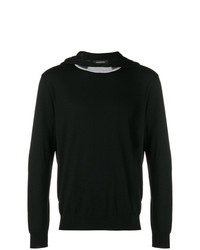 schwarzer Pullover mit einem Kapuze von Ermenegildo Zegna