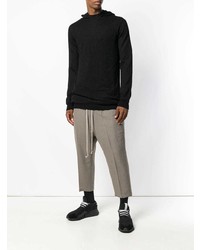 schwarzer Pullover mit einem Kapuze von Rick Owens