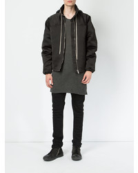 schwarzer Pullover mit einem Kapuze von Rick Owens