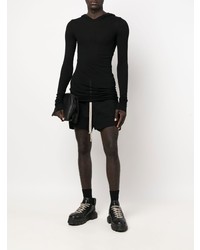 schwarzer Pullover mit einem Kapuze von Rick Owens