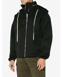 schwarzer Pullover mit einem Kapuze von Rick Owens