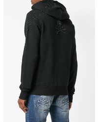 schwarzer Pullover mit einem Kapuze von Philipp Plein