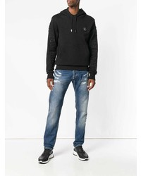 schwarzer Pullover mit einem Kapuze von Philipp Plein