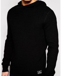 schwarzer Pullover mit einem Kapuze von Jack and Jones