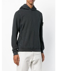 schwarzer Pullover mit einem Kapuze von Stone Island