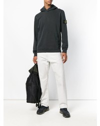 schwarzer Pullover mit einem Kapuze von Stone Island