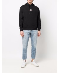 schwarzer Pullover mit einem Kapuze von Calvin Klein Jeans