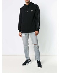 schwarzer Pullover mit einem Kapuze von Philipp Plein