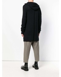 schwarzer Pullover mit einem Kapuze von Rick Owens