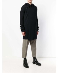 schwarzer Pullover mit einem Kapuze von Rick Owens