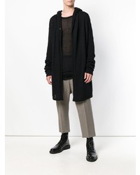 schwarzer Pullover mit einem Kapuze von Rick Owens