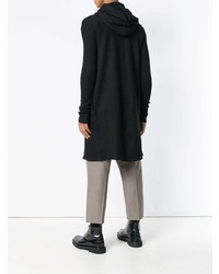 schwarzer Pullover mit einem Kapuze von Rick Owens