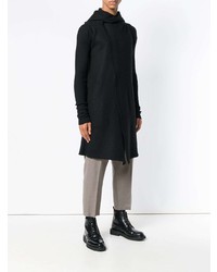 schwarzer Pullover mit einem Kapuze von Rick Owens