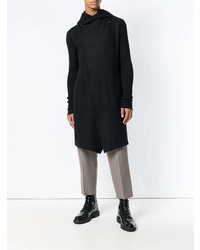 schwarzer Pullover mit einem Kapuze von Rick Owens