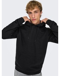 schwarzer Pullover mit einem Kapuze von ONLY & SONS