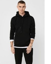schwarzer Pullover mit einem Kapuze von ONLY & SONS