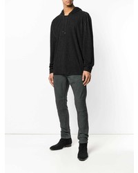 schwarzer Pullover mit einem Kapuze von John Varvatos